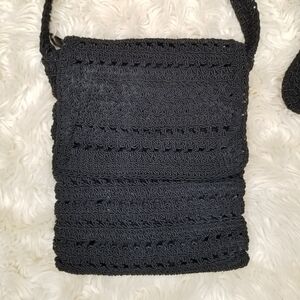 Y2K The Limited Crochet Crossbody Bag Black Small Coin Purse Grunge Cottagecore